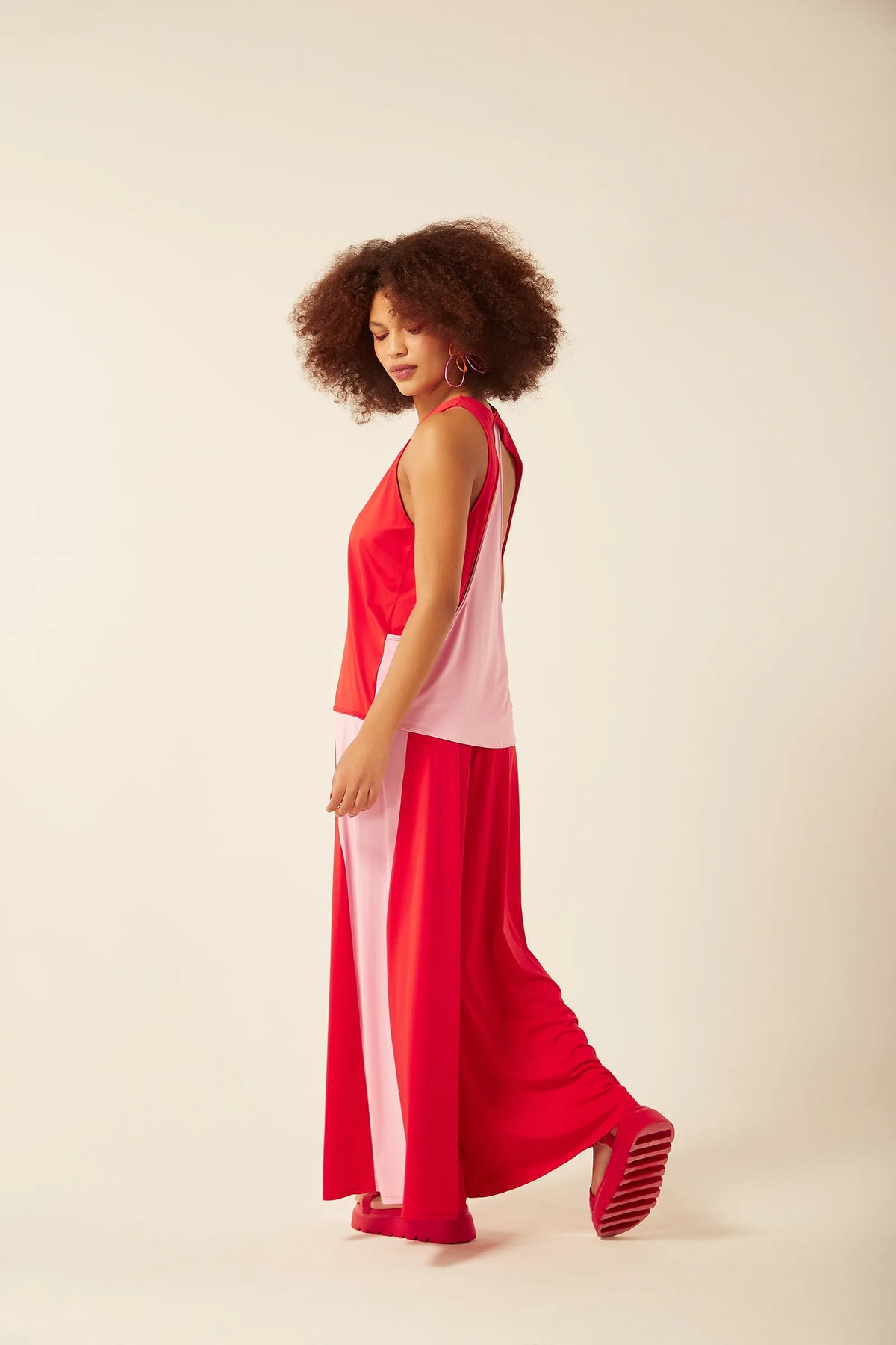 Pantaloka Lu Bicolor Vermelho/Rosa